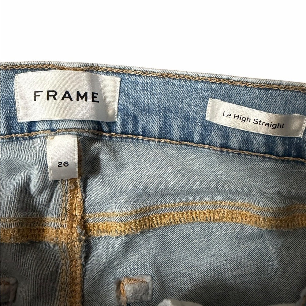 FRAME Le High Straight Jeans | Colorado Light Wash | Size 26 | Raw Hem - Picture 7 of 13